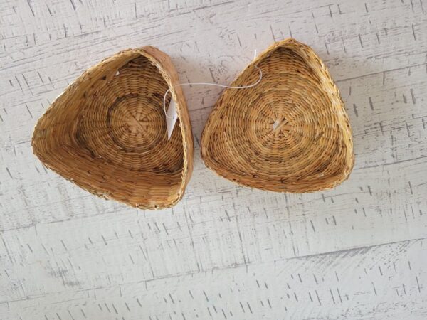 🌾NWT! VTG Beige Boho Triangle Seagrass Woven Wicker Trinket Box Basket & Lid - Image 6