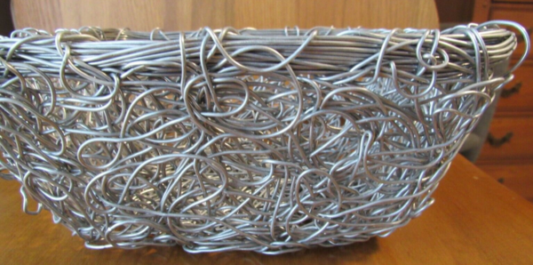 Ornate Twist Wire square Basket Handmade Retro Boho modern silver NEW - Image 2