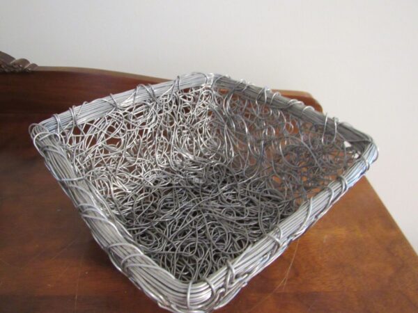 Ornate Twist Wire square Basket Handmade Retro Boho modern silver NEW - Image 6