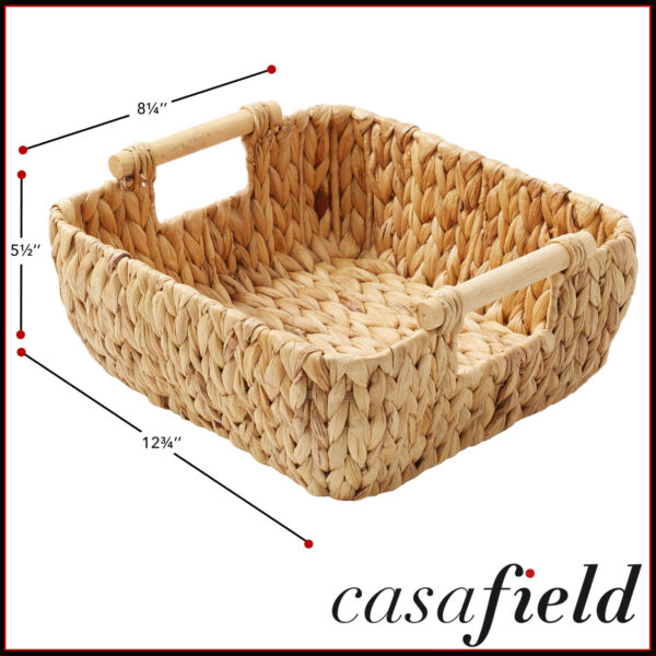 Oval Storage Basket Sets with Wood Handles, Woven Wicker Hyacinth Bin Organizers - Image 6