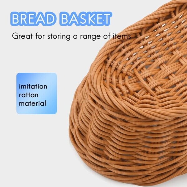 Oval Wicker Woven Bread Basket, 10.2Inch Storage Basket for Food Fruit 1736 - Image 2