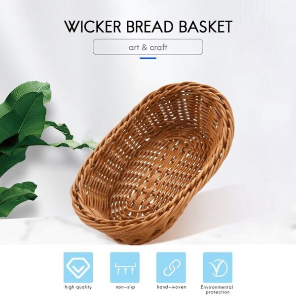 Oval Wicker Woven Bread Basket, 10.2Inch Storage Basket for Food Fruit 1736 - Image 4