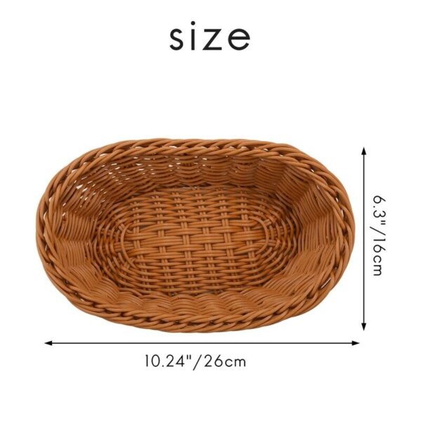 Oval Wicker Woven Bread Basket, 10.2Inch Storage Basket for Food Fruit 1736 - Image 5