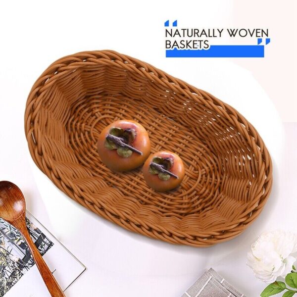 Oval Wicker Woven Bread Basket, 10.2Inch Storage Basket for Food Fruit 1736 - Image 6