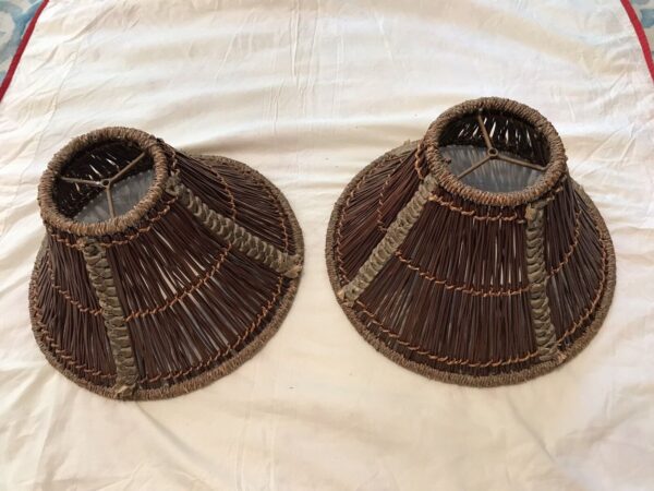 Pair Of Vintage Woven Wicker And Rattan Lamp Shades (Price Is For The Set Of 2) - Image 6