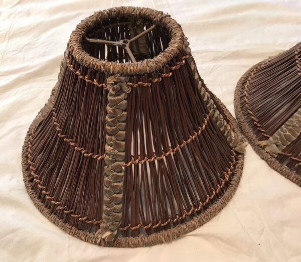 Pair Of Vintage Woven Wicker And Rattan Lamp Shades (Price Is For The Set Of 2)