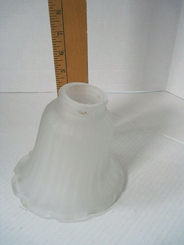 Pair of White Frosted Glass Sconce Lamp Shades Heavyweight Decorative Glass New - Image 4