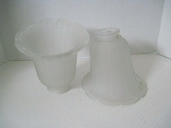 Pair of White Frosted Glass Sconce Lamp Shades Heavyweight Decorative Glass New - Image 6