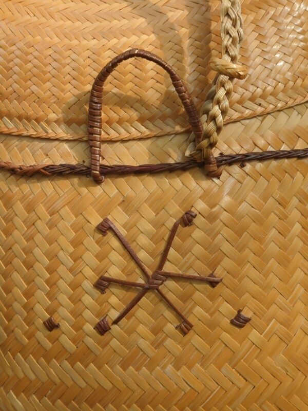 Pasiking Handmade Woven Bag Backpack Vintage Basket Tan Bamboo With Lid BOHO - Image 2