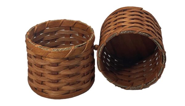 Peanut Basket Amish Handmade Woven Basket with Solid Oak Bottom and Oak Swivel - Image 2