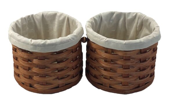 Peanut Basket Amish Handmade Woven Basket with Solid Oak Bottom and Oak Swivel - Image 3