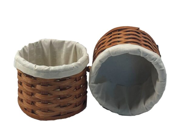 Peanut Basket Amish Handmade Woven Basket with Solid Oak Bottom and Oak Swivel - Image 4