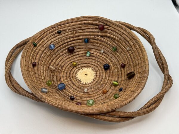 Pine needle basket glass beads Boho design