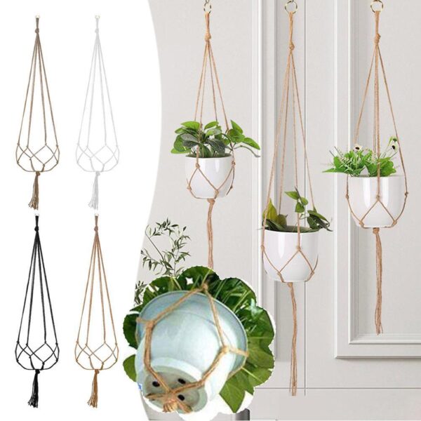 Plant Hanger Rope Macrame Hanging Planter Holder Basket Flower Pot Jute - Image 4