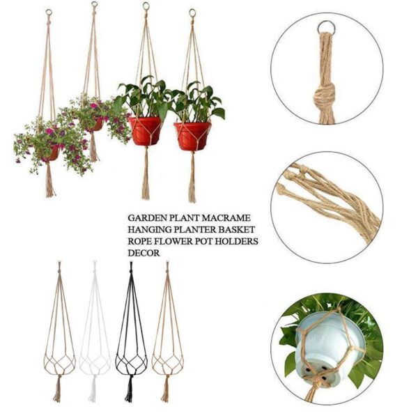 Plant Hanger Rope Macrame Hanging Planter Holder Basket Flower Pot Jute - Image 5