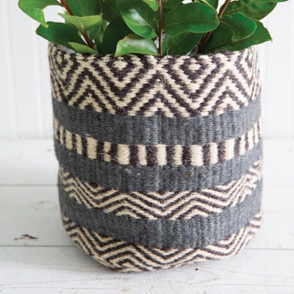 Planter Basket Aegean Geometric Storage Lined Container Jute Flowerpot 8" x 8" - Image 2