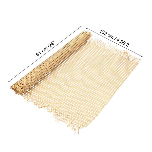 Plastic Rattan Webbing Roll 24" x 5ft Woven Open Mesh Rattan Sheet, Wooden - Image 2