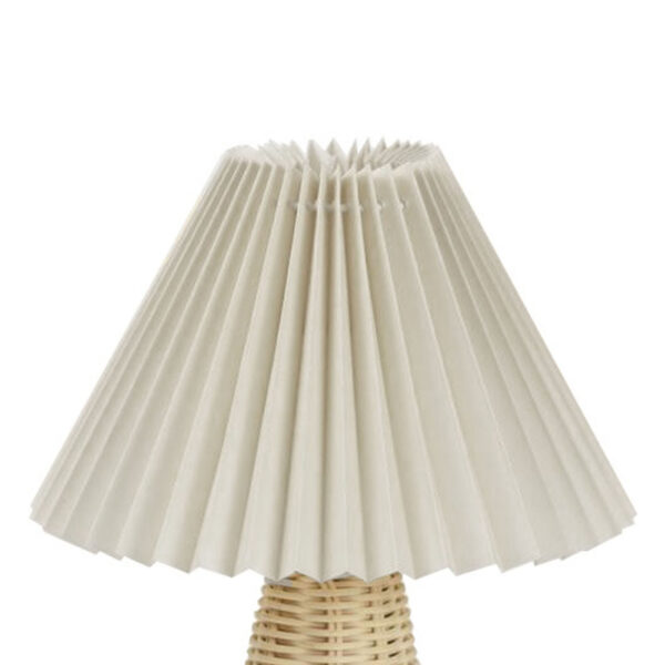 Pleated Table Lamp Bedside Night Lamp with Rattan Base Vintage Style Soft Warm - Image 4