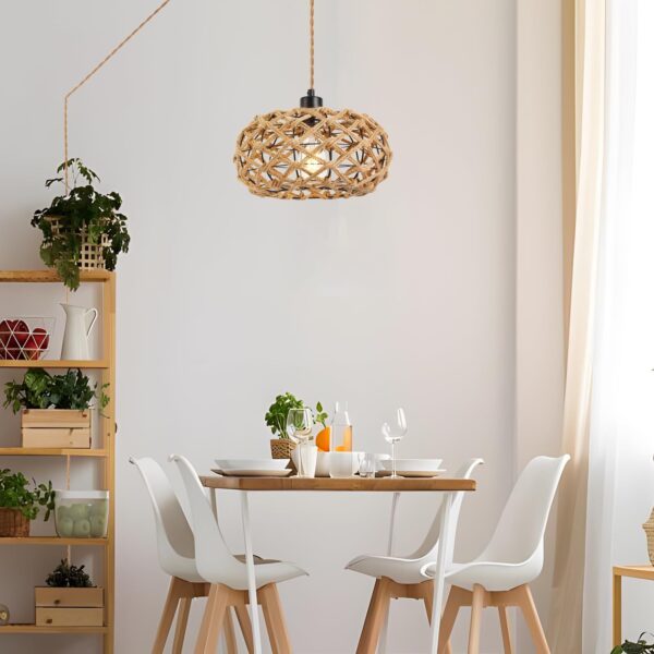 Plug in Pendant Light Rattan Hanging Lights with Plug in Cord 15ft Boho Hangi... - Image 2