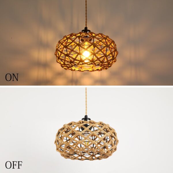 Plug in Pendant Light Rattan Hanging Lights with Plug in Cord 15ft Boho Hangi... - Image 4