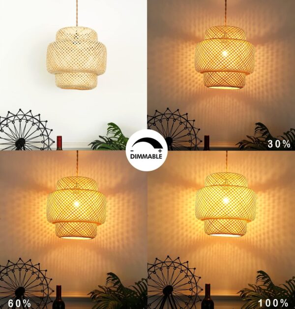 Plug in Pendant Light Rattan Hanging Lights with Plug in Cord Bamboo Hanging ... - Image 2