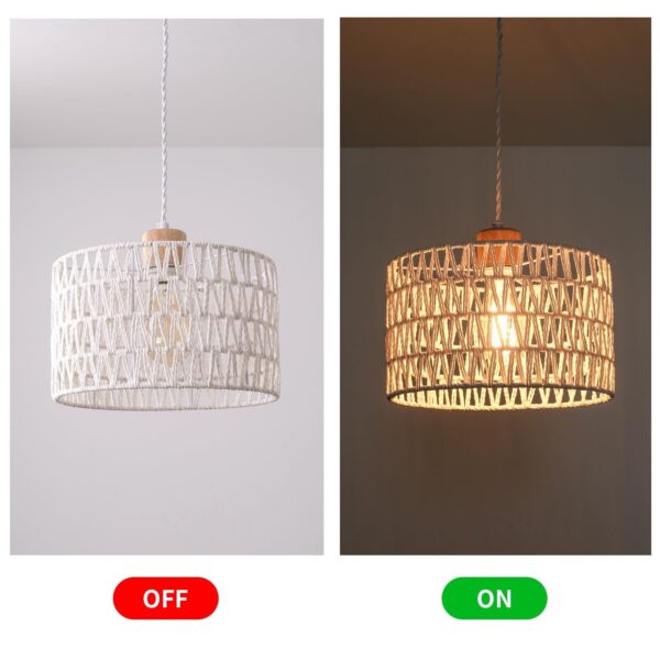 Plug in Pendant Light with Hand Woven Rattan Lampshade, Hanging Lamp with 15 ... - Image 4