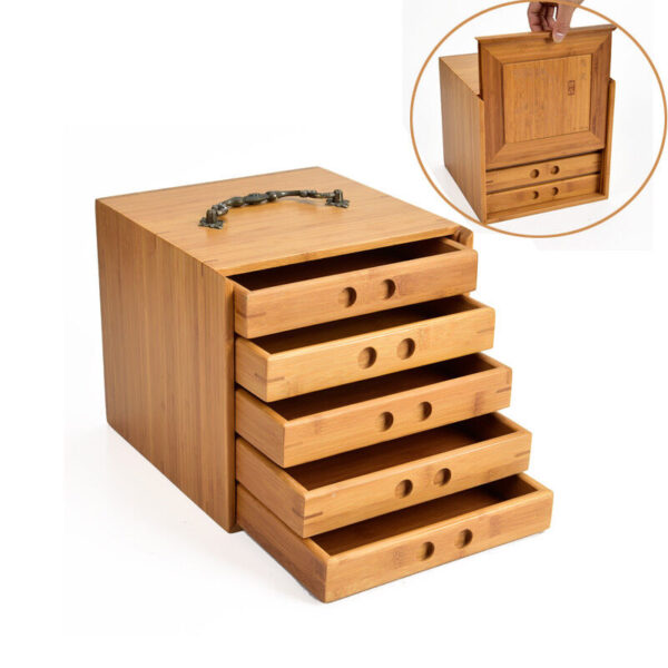 Pu'er Cake Box Bamboo Box For Pu'er Tea Storage Drawer For Tea Cabinet Tea Box