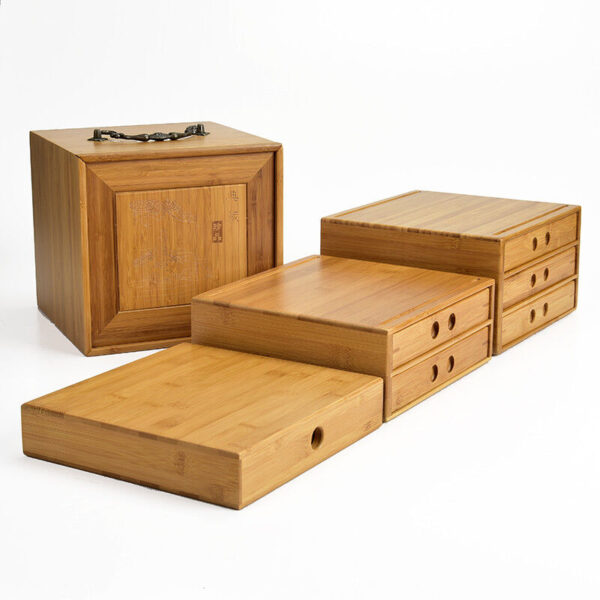 Pu'er cake box bamboo box for Pu'er tea storage drawer for tea cabinet tea box - Image 2