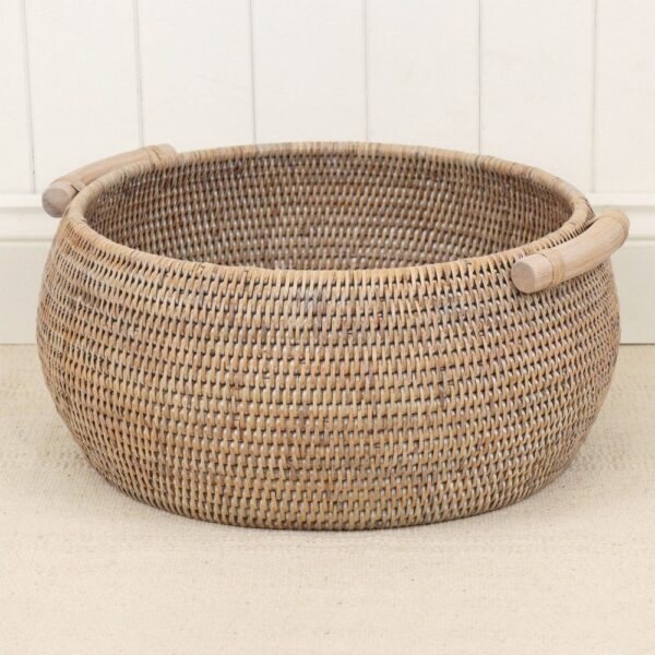 Purbeck Rattan Round Storage Basket