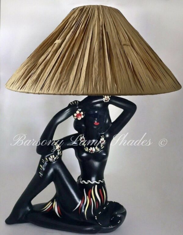 RAFFIA / RATTAN “Large” SHADE PERFECT FOR RARE BARSONY WHITE/BLACK LADY LAMPS