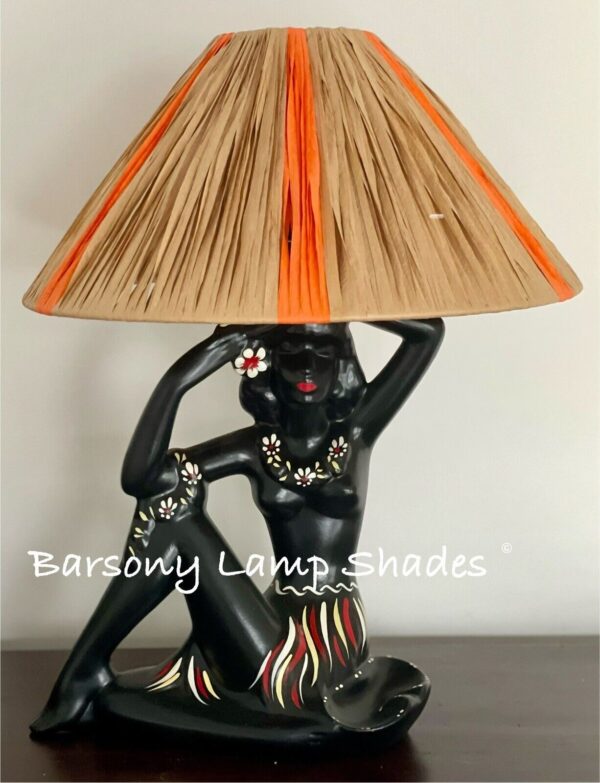 RAFFIA / RATTAN “Large” SHADE PERFECT FOR RARE BARSONY WHITE/BLACK LADY LAMPS - Image 2