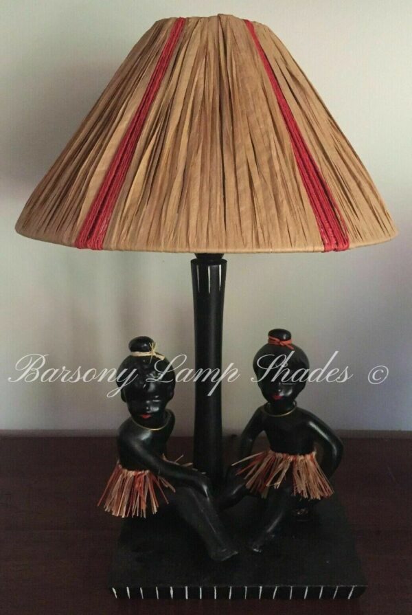 RAFFIA / RATTAN SHADE PERFECT FOR RARE BARSONY WHITE/BLACK LADY LAMPS