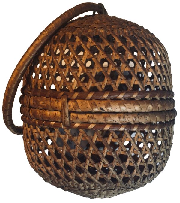 Rare Antique or Vintage Hand Woven Yarn Ball Holder Basket - Image 2