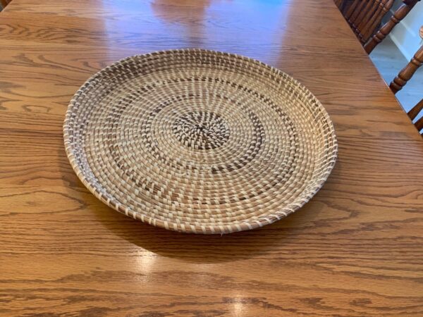 RARE X-LARGE Handmade SOUTH CAROLINA GULLAH SWEETGRASS FANNER BASKET 19" VINTAGE