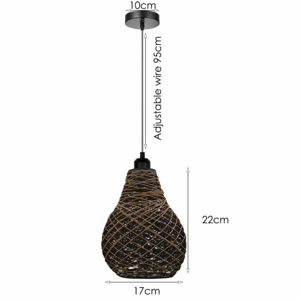 Rattan Basket Ceiling Pendant Light Shade in a Modern Home Natural Wicker Finish - Image 3