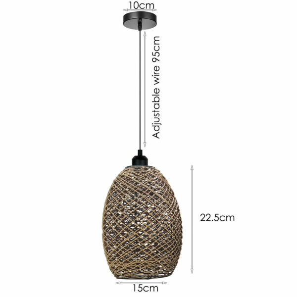 Rattan Basket Ceiling Pendant Light Shade in a Modern Home Natural Wicker Finish - Image 5