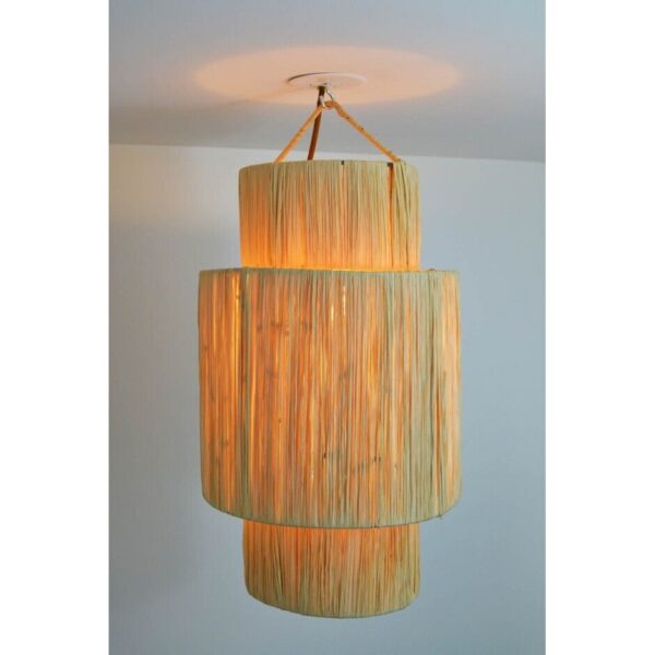 Rattan chandelier, Rattan pendant light, raffia with iron lampsade - Image 2