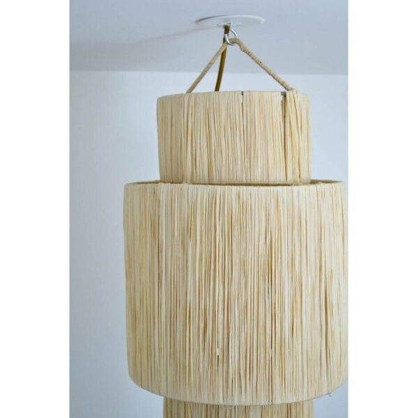 Rattan chandelier, Rattan pendant light, raffia with iron lampsade - Image 4