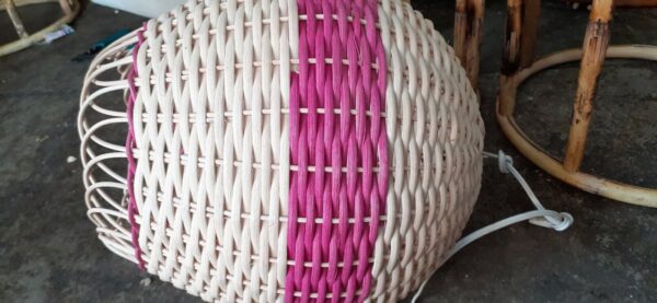 Rattan Handwoven Wicker Pink Air Balloon Shape 2 pcs set Hanging Pendant Lamp - Image 3