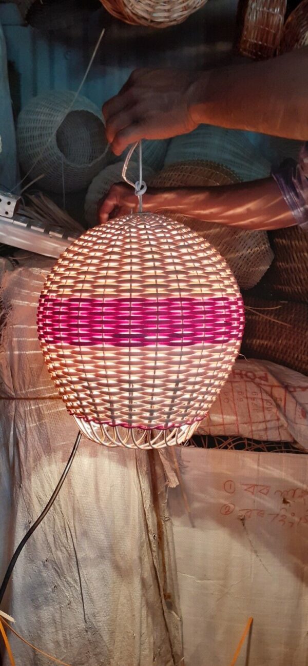 Rattan Handwoven Wicker Pink Air Balloon Shape 2 pcs set Hanging Pendant Lamp - Image 6