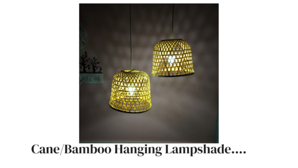 Rattan Hanging Lamp Shade Decoration Light Fixture Decorative Handmade Pack of 2 - Image 2