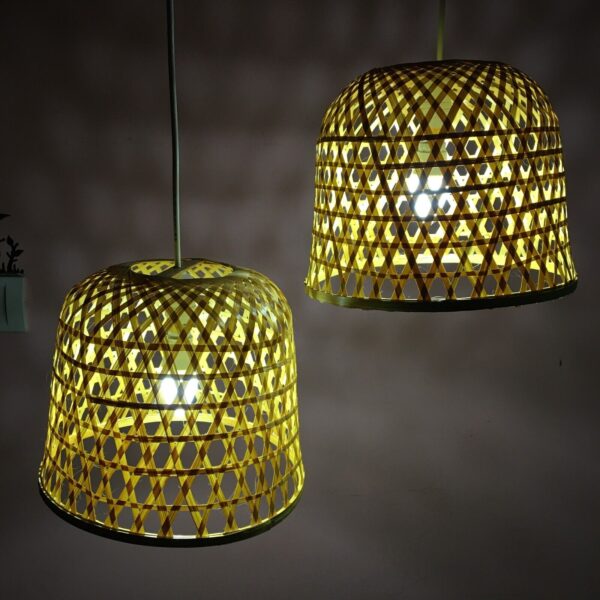 Rattan Hanging Lamp Shade Decoration Light Fixture Decorative Handmade Pack of 2