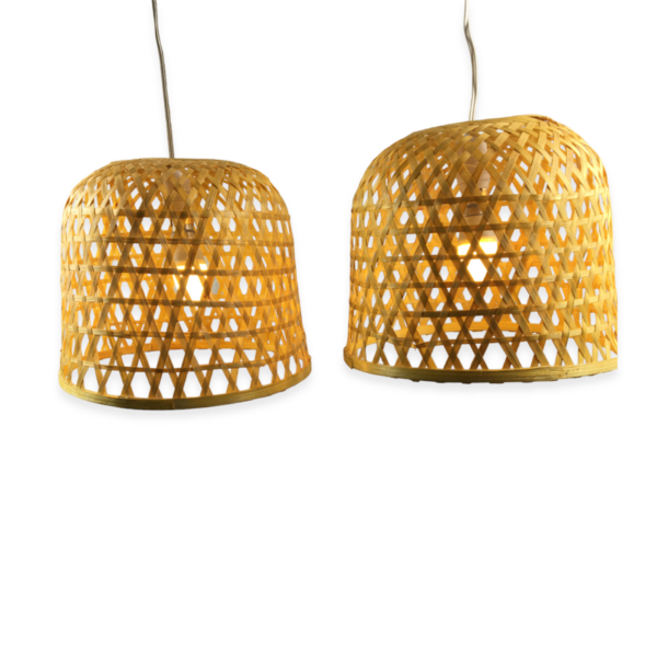 Rattan Hanging Lamp Shade Decoration Light Fixture Decorative Handmade Pack of 2 - Image 5