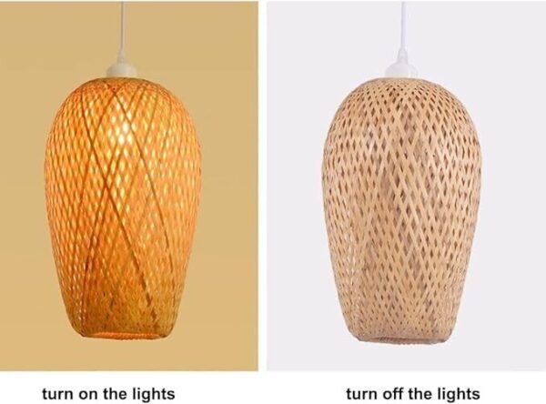 Rattan Hanging Lamp Shade Decoration Light Fixture Decorative Handmade Pack of 2 - Image 6