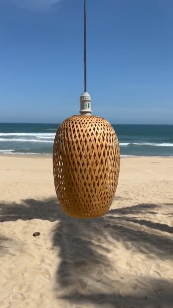 Rattan Hanging Lamp Shade Decoration Light Fixture Decorative Handmade Pack of 2 - Image 2