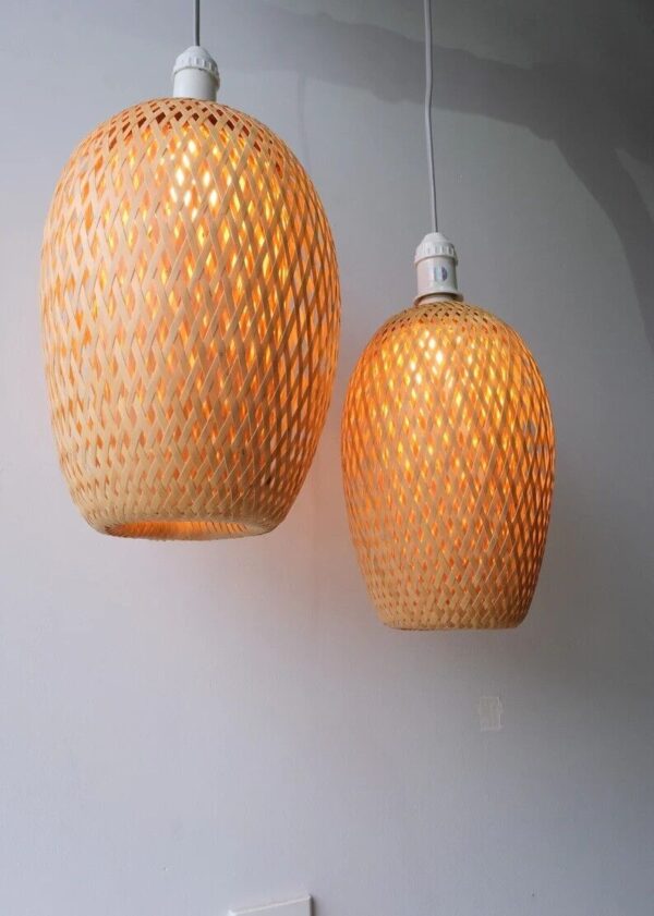 Rattan Hanging Lamp Shade Decoration Light Fixture Decorative Handmade Pack of 2