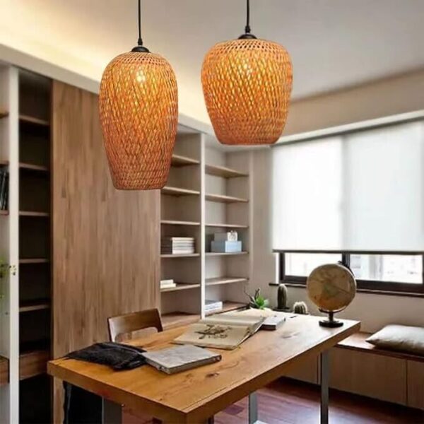 Rattan Hanging Lamp Shade Decoration Light Fixture Decorative Rustic Handmade - Image 6