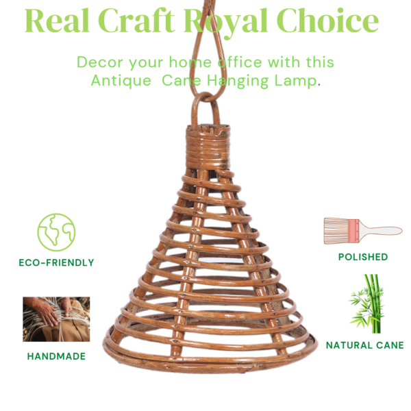 Rattan Hanging Lamp Shade Decoration Light Fixture Decorative Rustic Handmade - Image 3