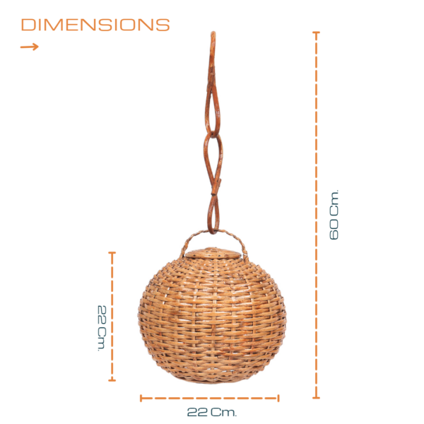 Rattan Hanging Lamp Light Fixture Decorative Rustic Handmade - Image 3