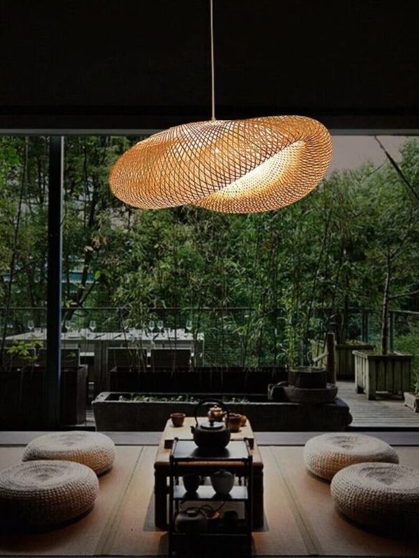 Rattan Hanging Lamp Shade Decoration Light Fixture Decorative Rustic Handmade - Image 4